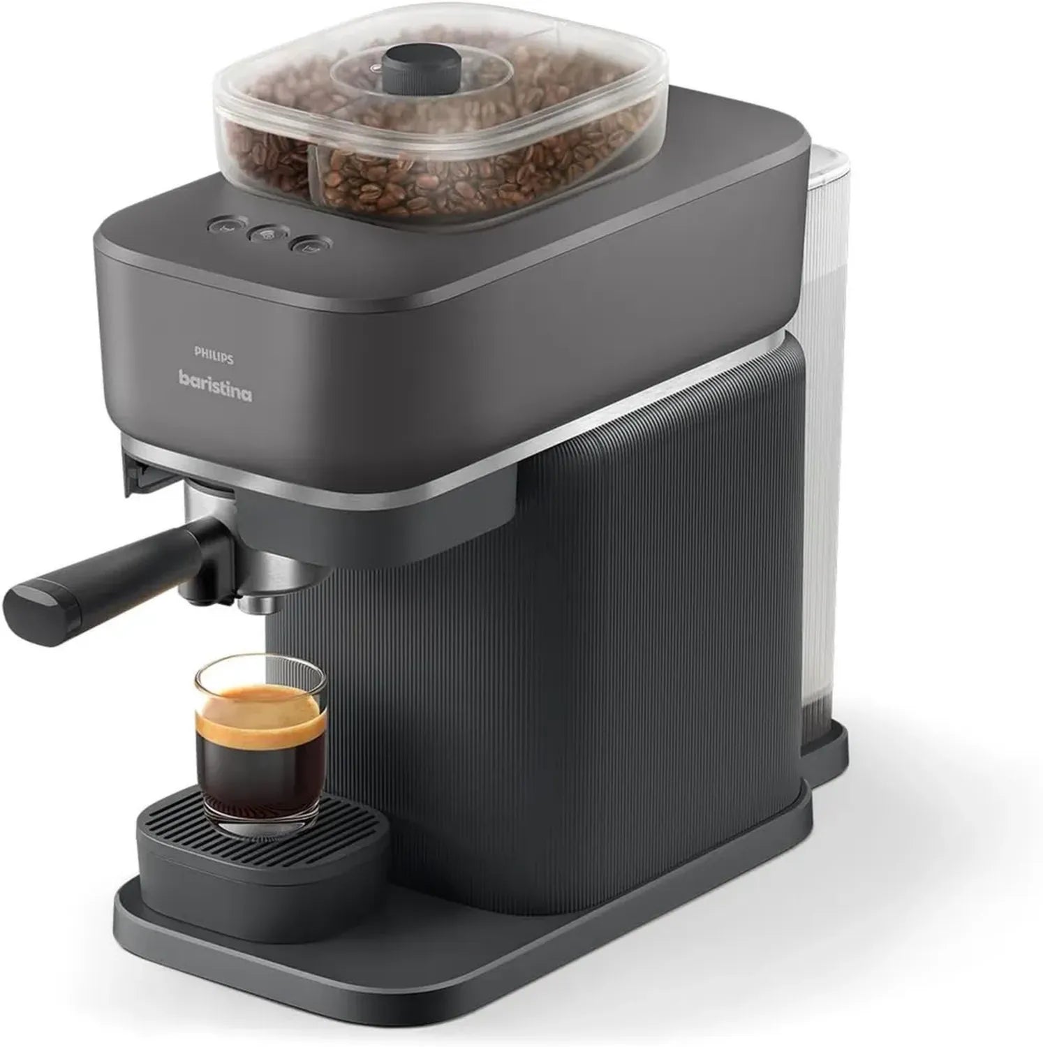 Philips Baristina Espressomaschine mit Dualem Bohnenbehälter, automatisches Mahlen und Tampen, 16 Bar Druck, leichte Reinigung, schwarz