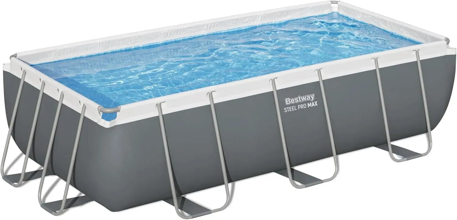 Bestway Stahlrahmenpool Pro MAX, 404 x 201 x 100 cm, rechteckig, grau