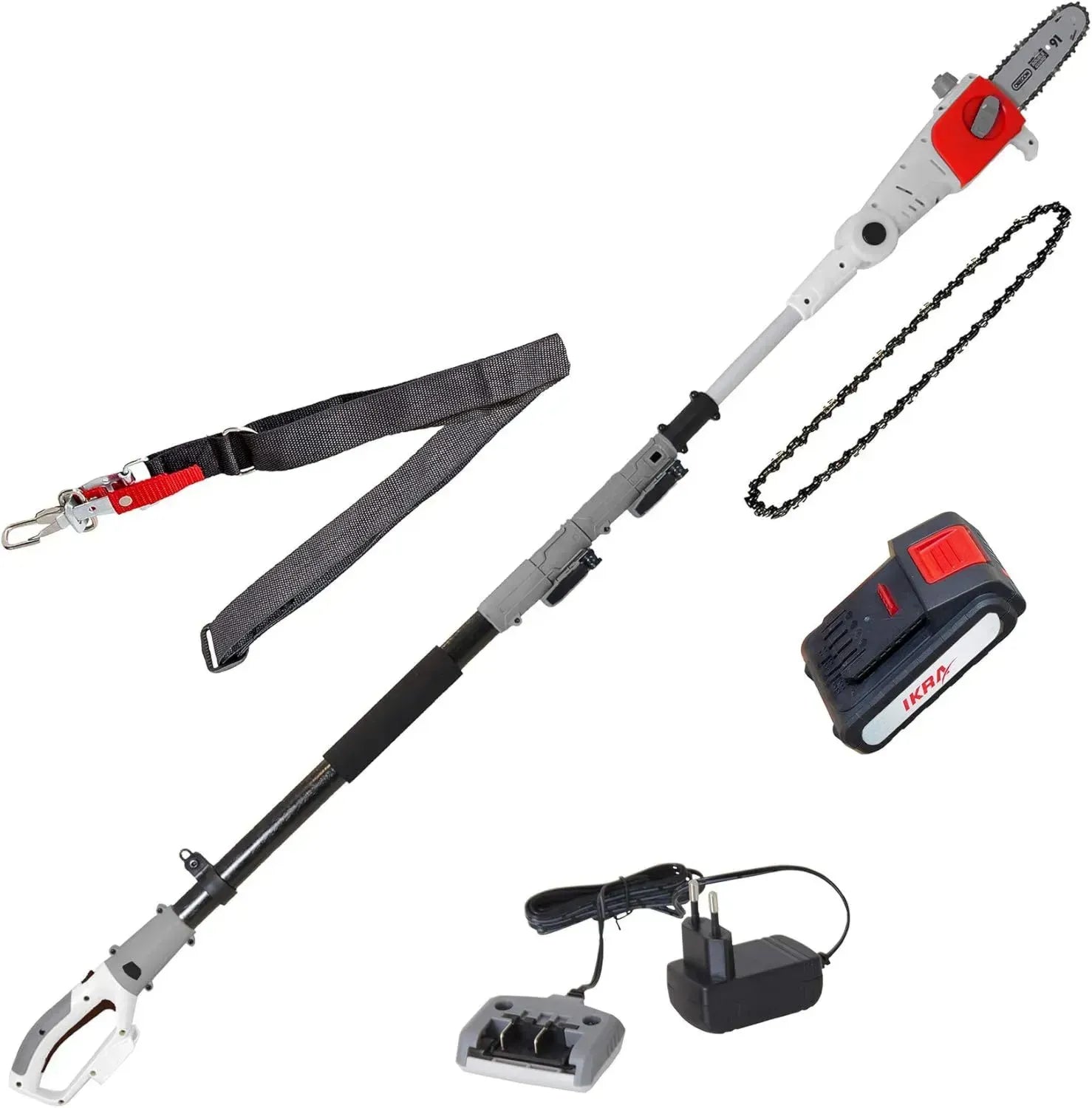 IKRA Akku-Hochentaster ICPS 2020 mit 20 cm Schwert, Arbeitshöhe bis 4 m, inklusive Ersatzkette und Schultergurt