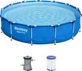 Bestway Stahlrahmen Pool-Set Ø 396 x 84 cm mit Filterpumpe, rund, blau
