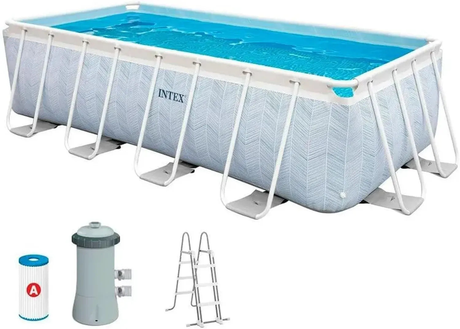 Intex Prism Frame Pool Set Rechteckig mit Pumpe und Leiter, 6836 L, 400x200x100 cm