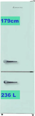 Freistehender Retro-Kühlschrank mit Gefrierfach, 236L Gesamtvolumen, No Frost, elektronische Steuerung, Matcha-Grün