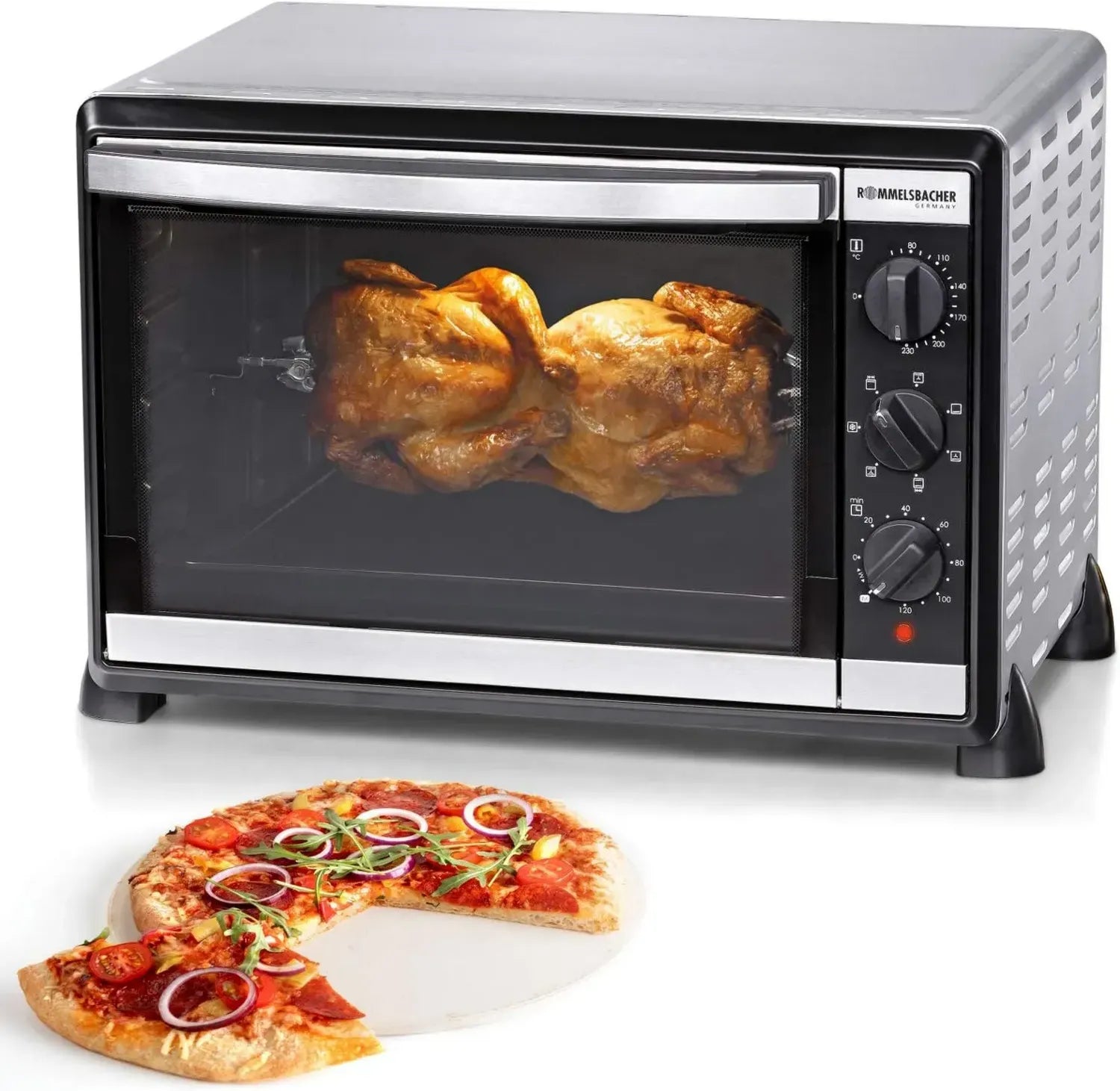 ROMMELSBACHER BG 1805/EE Kompakter Umluftofen, 42L, 7 Funktionen, Edelstahl