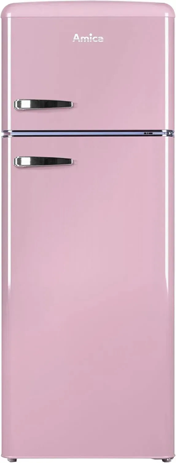 Amica Retro Kühl-Gefrierkombination, 144cm, Cupcake Pink, Energiesparend