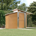 LAPOOH Metallgerätehaus 270x130x208,5 cm, braun, für Garten und Fahrradaufbewahrung