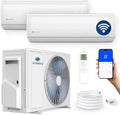 Inverter Multisplit Klimaanlage Set mit 2 Innengeräten, 2,6kW und 5,3kW, A++, Heizfunktion bis -20°C, WiFi-Steuerung, 4D AirFlow, vorgefüllt mit R32