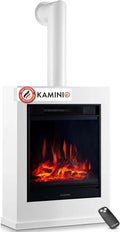 Moderner Elektrokamin Kalle mit 3D-Flammeneffekt und Fernbedienung, Weiß