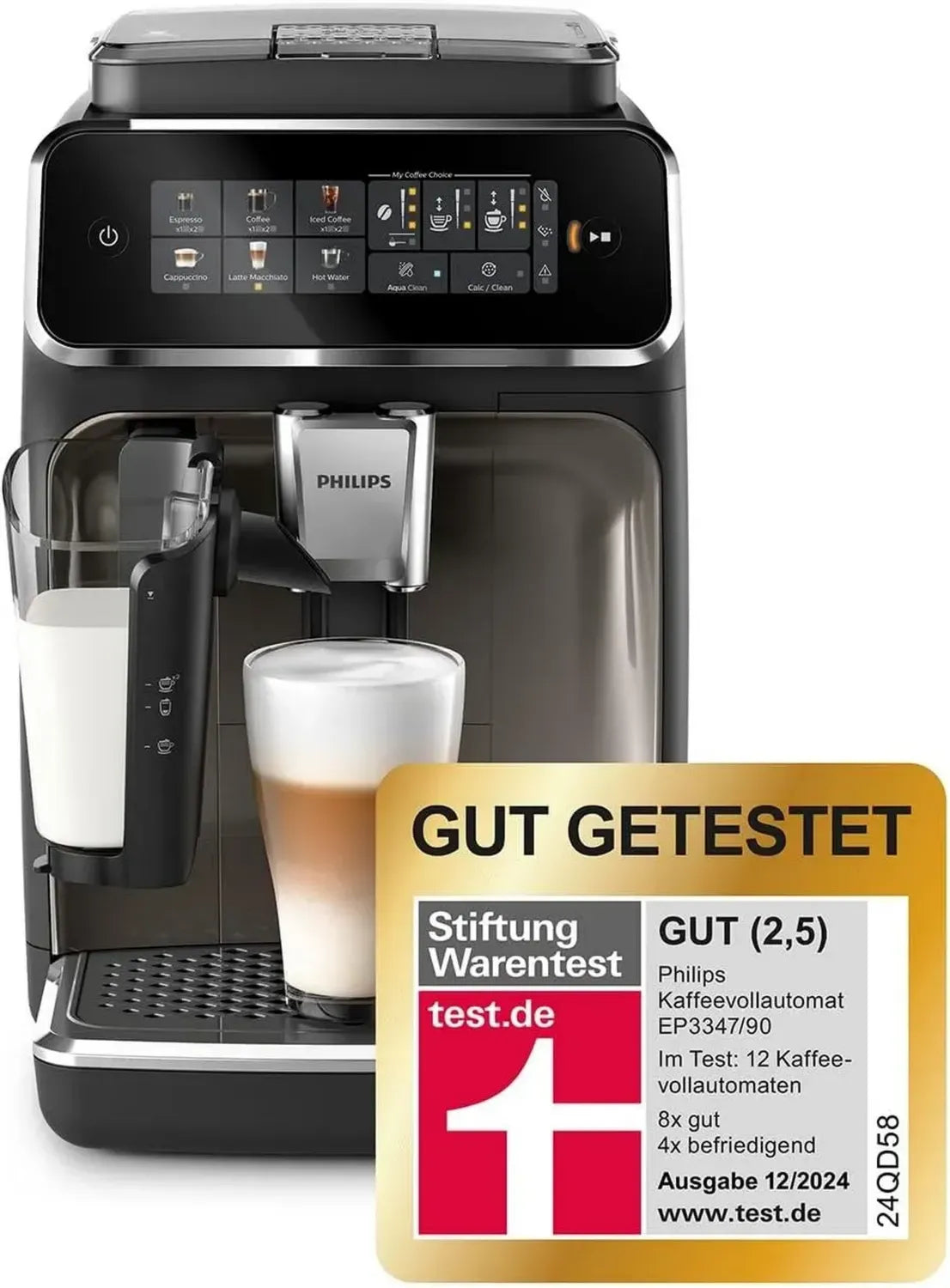 Philips Kaffeevollautomat 3300 Serie, 6 Getränkeoptionen, Touchscreen, LatteGo Milchsystem, Keramikmahlwerk, AquaClean Filter