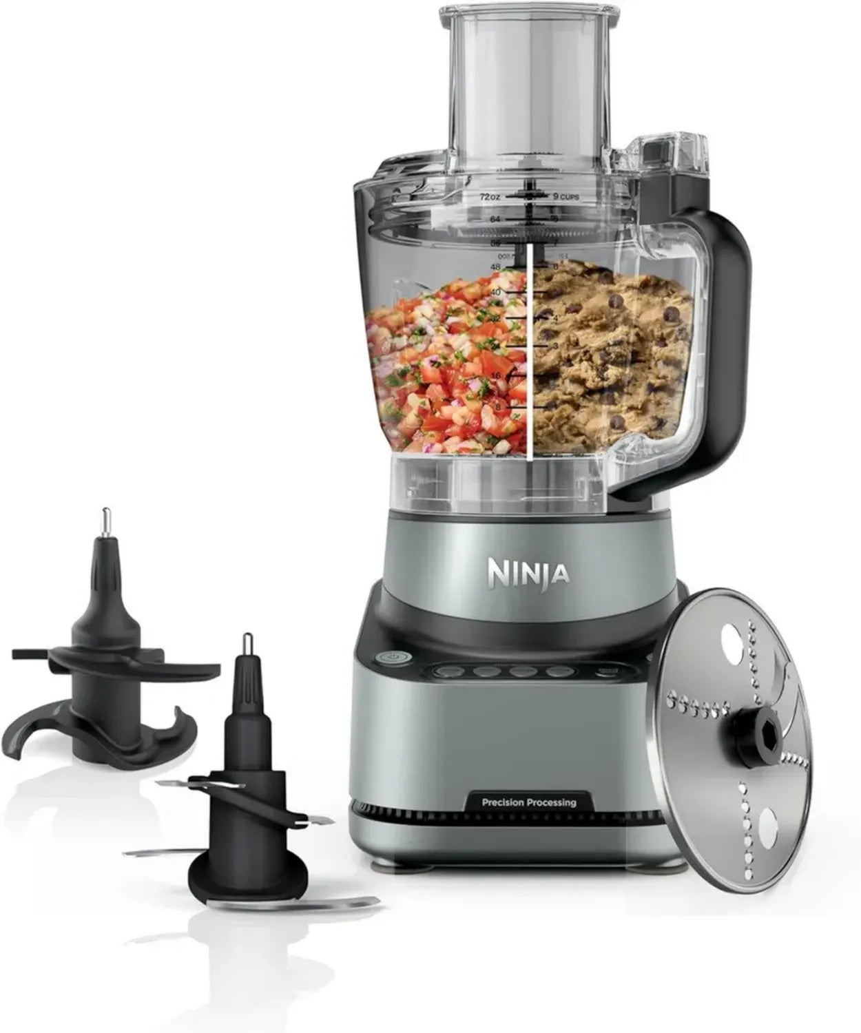 Ninja Küchenmaschine 2,1 l - Präzise Zubereitung mit 4 Programmen, ideal für Teig & Gemüse, spülmaschinenfest, Schwarz
