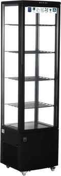 METRO Professional Kühlschrankvitrine 270L, Kunststoff/Glas, LED, 4 verstellbare Böden, Schwarz