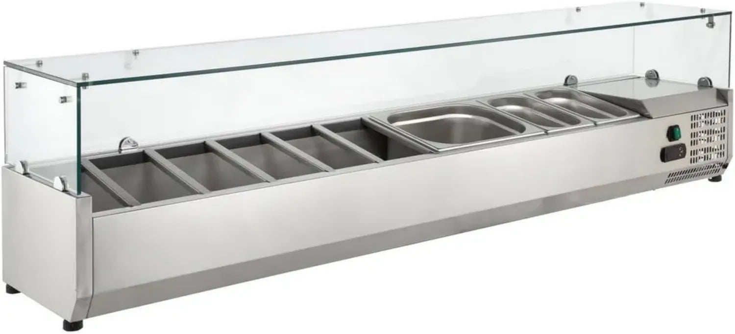 Edelstahl Kühlaufsatz mit Glas, 6x GN 1/4 - Energieeffiziente Zutatenkühlung