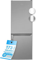 Bomann Kühlschrank mit Gefrierfach, 173L, 3 Ablagen & Schubladen, wechselbarer Türanschlag, leise 40dB, 143cm hoch, Edelstahl