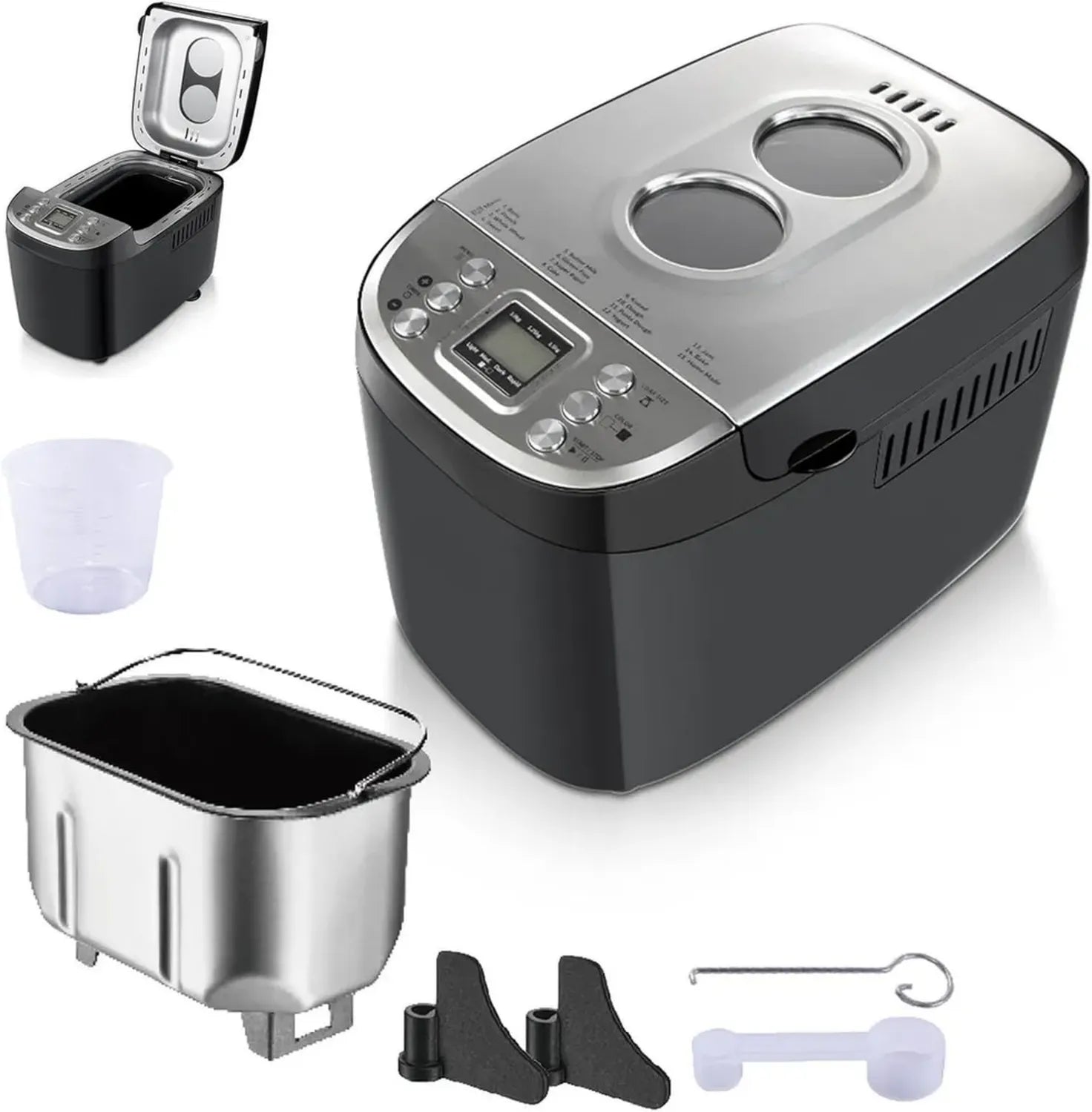 Automatischer Brotbackautomat mit Keramikpfanne, glutenfrei und programmierbar, 1,4 kg