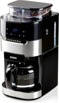 DOMO DO721K Kaffeemaschine mit Mahl- und Brühfunktion, LCD-Display, 1,5 L Kapazität, geeignet für ganze Bohnen und gemahlenen Kaffee