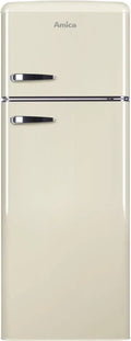 Amica DTR 374 190 B Retro Kühl-Gefrierkombination, Beige, 144 cm hoch, Retro-Design